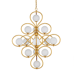 Люстра с закругленным каркасом золотого цвета и белыми плафонами Round Curl варинант исполнения - 2 | Loft Concept в Перми