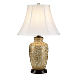 Настольная лампа с фарфоровым основанием с декоративным орнаментом и белым абажуром на темной круглой подставке Elstead Lighting варинант исполнения - 6 | Loft Concept в Перми