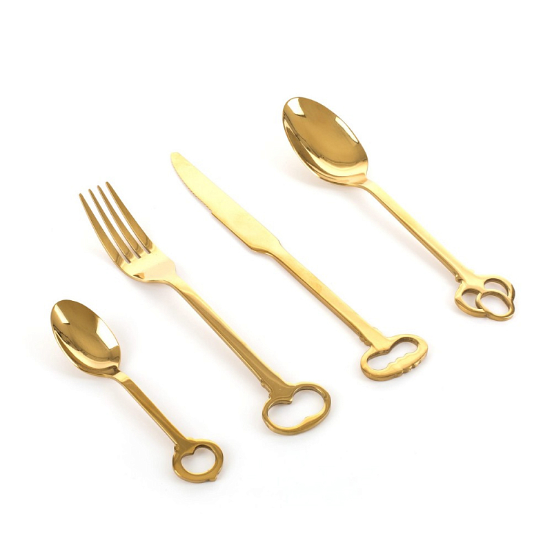 Набор столовых приборов Seletti Keytlery Gold set of 6 Золотой в Перми | Loft Concept 