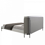 Кровать двуспальная серая с мягким изголовьем из экокожи и ткани Modern Look варинант исполнения - 4 | Loft Concept в Перми