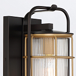 Настенный фонарь цилиндрической формы с рифленым стеклом в золотом каркасе на черном прямоугольном основании Eurofase варинант исполнения - 5 | Loft Concept в Перми