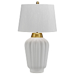 Настольная лампа с белым конусным абажуром и ребристым керамическим основанием Quintiesse варинант исполнения - 1 | Loft Concept в Перми