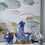 Ваза с насыщенным синим орнаментом и золотой крышкой Blue & White Ornament  варинант исполнения - 1 | Loft Concept в Перми