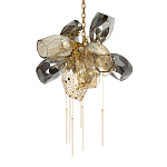 Люстра подвесная со стеклянными плафонами из дымчатого и золотистого с шестью вертикальными подвесками Gilded Mirage  варинант исполнения - 7 | Loft Concept в Перми