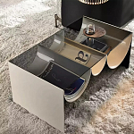 Дизайнерский журнальный стол с полукруглыми полками под столешницей Tiwoberoc варинант исполнения - 2 | Loft Concept в Перми