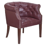 Кресло низкое из натуральной кожи на 4-х деревянных ножках из массива бука Chloe Leather Armchair vine варинант исполнения - 1 | Loft Concept в Перми