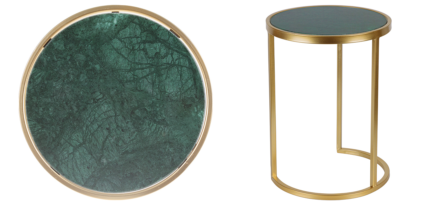 Приставной стол Round Table Marble gold зеленый мрамор Приставной стол Round Table Marble gold зеленый мрамор - Loft-Concept в Перми