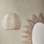 Подвесной светильник в форме купола с декором из круглых деревянных бусин White Wooden Beads Chandelier варинант исполнения - 4 | Loft Concept в Перми