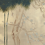 Обои ручная роспись Bamboo River Blossom Original colourway on Brushed Gold gilded paper варинант исполнения - 2 | Loft Concept в Перми