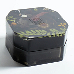 Шкатулка из эпоксидной смолы с цветами черная Epoxy Resin Square Box Black варинант исполнения - 5 | Loft Concept в Перми