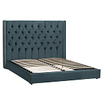 Кровать двуспальная зеленая с основанием из массива дерева с мягким изголовьем Velour Beds варинант исполнения - 1 | Loft Concept в Перми