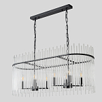 Люстра подвесная овальная со стеклянными прозрачными трубками и металлическим каркасом черного цвета Nembus варинант исполнения - 4 | Loft Concept в Перми