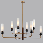 Люстра на штанге с 8-ю цилиндрическими матовыми плафонами и шарами из камня Orb Essence варинант исполнения - 6 | Loft Concept в Перми