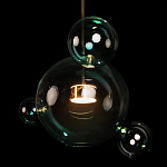 Подвесной светильник с прозрачными бирюзовыми стеклянными шарами и золотыми деталями Диаметр 43 Giopato & Coombes варинант исполнения - 6 | Loft Concept в Перми