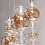 Люстра с плафонами из прозрачного и янтарного стекла в виде шаров и ромбов Gabriel Scott Luna варинант исполнения - 7 | Loft Concept в Перми