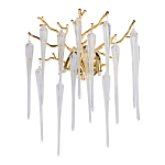 Бра золотого цвета с разветвленными ветвями и длинными прозрачными подвесками в форме стеклянных сосулек Droplet Chandelier варинант исполнения - 1 | Loft Concept в Перми