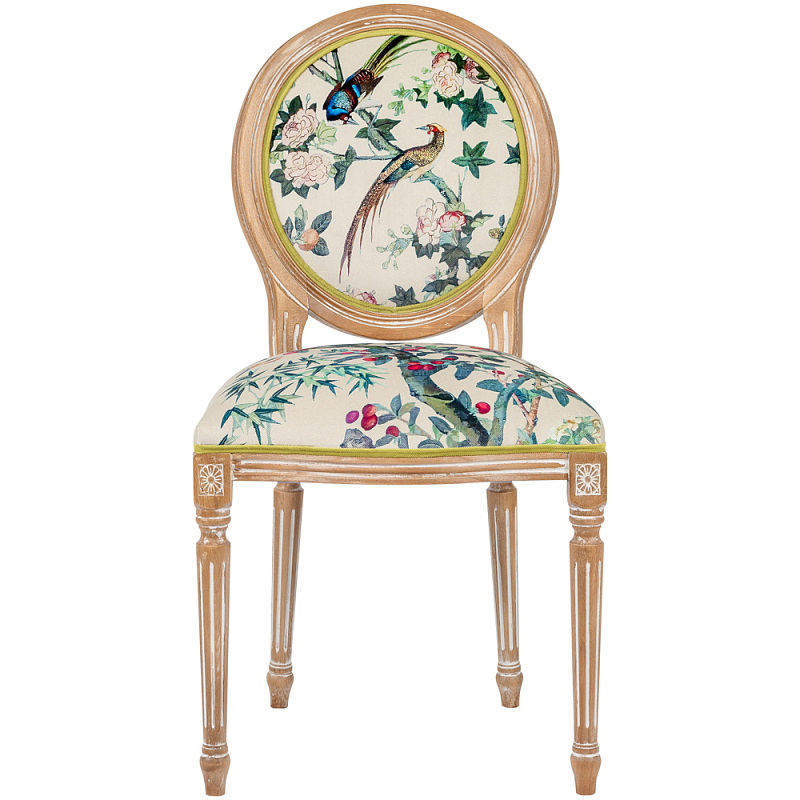 Стул из массива бука бежевый с изображением птиц и цветов Beige Green Chinoiserie Rose Garden Chair Мульти Бежевый Салатовый Стул из массива бука бежевый с изображением птиц и цветов Beige Green Chinoiserie Rose Garden Chair Мульти Бежевый Салатовый в Перми | Loft Concept
