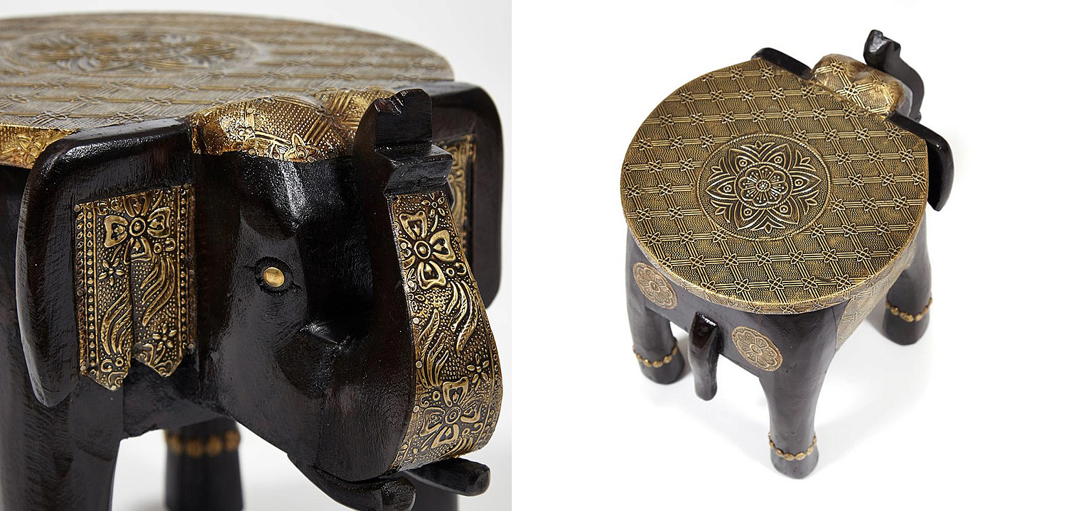 Журнальный стол Antique Indian Brass Mango Wood Elephant Table Журнальный стол Antique Indian Brass Mango Wood Elephant Table - Loft-Concept в Перми