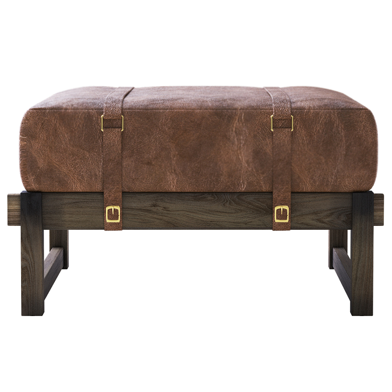 Пуф Duncan винтажная коричневая кожа  Коричневый винтаж в Перми | Loft Concept 