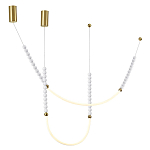 Подвесной светильник с 3-мя изогнутыми плафонами и белыми декоративными шариками PEARLS Suspension варинант исполнения - 4 | Loft Concept в Перми