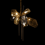 Люстра подвесная со стеклянными плафонами из дымчатого и золотистого с тремя вертикальными подвесками Gilded Mirage  варинант исполнения - 4 | Loft Concept в Перми