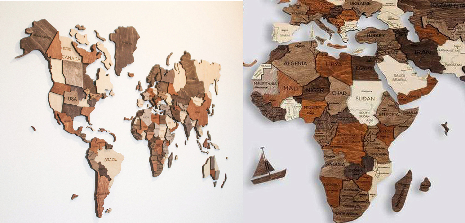 Аксессуар на стену Wooden World Map Аксессуар на стену Wooden World Map - Loft-Concept в Перми