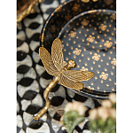 Блюдо черного цвета из фрафора на бронзовых ножках в виде стрекоз Eden Garden варинант исполнения - 5 | Loft Concept в Перми