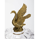 Конфетница из прозрачного рельефного стекла с ручками в виде стрекоз и фигуркой лебедя Eden Garden варинант исполнения - 3 | Loft Concept в Перми