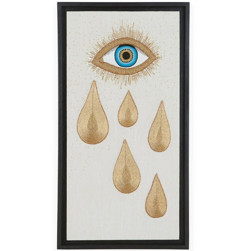 Панно Золотые Слезы вышивка бисером MUSE EYE TEAR BEADED ART Золотой Голубой в Перми | Loft Concept 