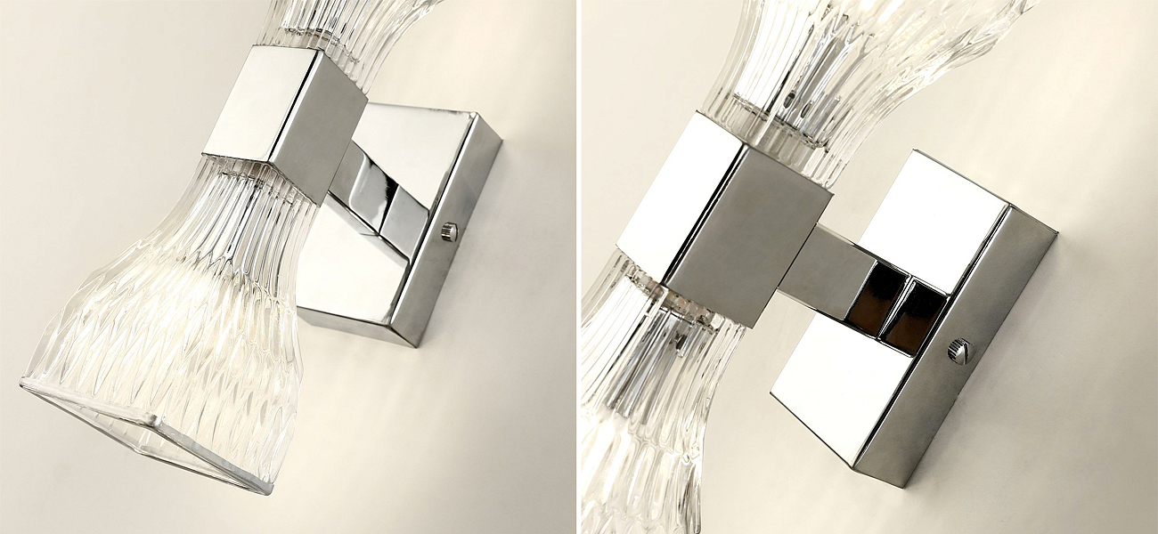 Бра с двумя плафонами из рельефного стекла GLASS HORN Chrome Бра с двумя плафонами из рельефного стекла GLASS HORN Chrome - Loft-Concept в Перми