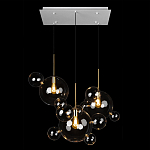 Люстра подвесная 3 лампы с прозрачными стеклянными шарами и золотыми деталями Giopato & Coombes варинант исполнения - 2 | Loft Concept в Перми