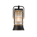 Настенный фонарь цилиндрической формы с рифленым стеклом в золотом каркасе на черном прямоугольном основании Eurofase варинант исполнения - 12 | Loft Concept в Перми