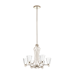 Люстра цвета никель с 6-ю рифлеными стеклянными плафонами и изогнутым каркасом Kichler варинант исполнения - 2 | Loft Concept в Перми