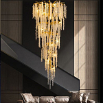 Люстра многоярусная с каркасом из металла и прозрачными подвесками FAIRYTREE Light варинант исполнения - 3 | Loft Concept в Перми