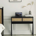 Дизайнерский письменный стол матово-чёрного цвета с 2-мя плетеными ящиками Glade Desk варинант исполнения - 2 | Loft Concept в Перми