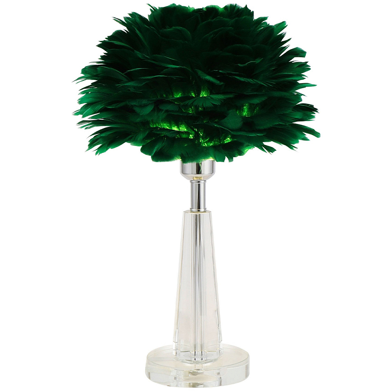 Настольная лампа с перьями Plumage Green Table Lamp Зеленый Прозрачный Хром Настольная лампа с перьями Plumage Green Table Lamp Зеленый Прозрачный Хром в Перми | Loft Concept