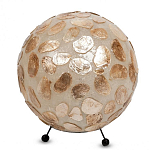 Настольная лампа из перламутра на металлическом каркасе Indonesian Circle варинант исполнения - 3 | Loft Concept в Перми