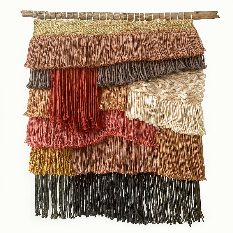 Текстильное Панно с бахромой Бежевый Терракотовый в Перми | Loft Concept 