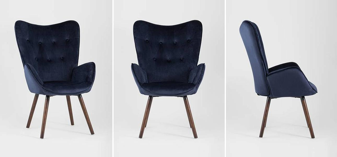 Полукресло Темно-Синий Велюр Grandee Chair Полукресло Темно-Синий Велюр Grandee Chair - Loft-Concept в Перми