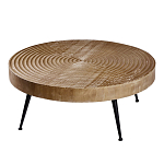 Журнальный столик с круглой фактурной столешницей из натурального дерева Vortex варинант исполнения - 1 | Loft Concept в Перми