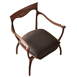 Стул деревянный с мягким сиденьем из коричневой натуральной кожи Moon Walnut Furniture варинант исполнения - 13 | Loft Concept в Перми