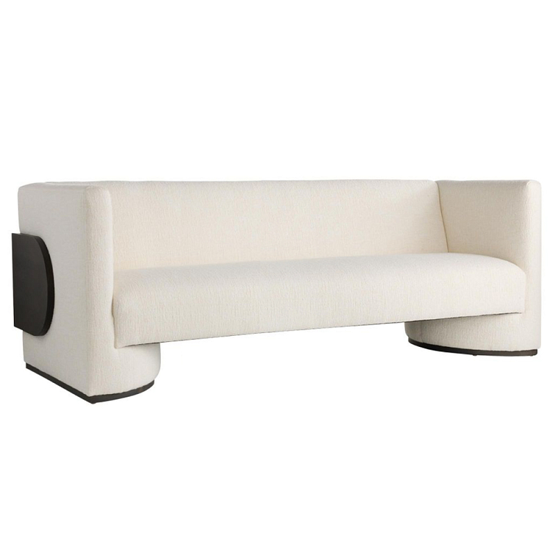 Трехместный диван Florida Sofa с элегантным деревянным декором Белый Черный Трехместный диван Florida Sofa с элегантным деревянным декором Белый Черный в Перми | Loft Concept