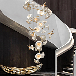 Люстра каскадная из белых цветов каллы и птичек Refined Taste of Light варинант исполнения - 2 | Loft Concept в Перми