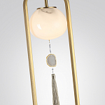 Торшер с шарообразным плафоном из белого стекла с подвеской из камня и длинной кисточкой Agatelle варинант исполнения - 4 | Loft Concept в Перми