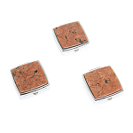 Таблетница карманная квадратная с 2-мя отделениями с зеркалом и накладкой из натурального камня Пегматит Silver Stone Pillboxes варинант исполнения - 4 | Loft Concept в Перми