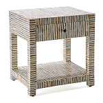 Тумбочка прикроватная Vancouver Bone Inlay Bedside Beige варинант исполнения - 1 | Loft Concept в Перми