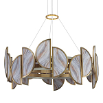 Люстра круглая с полукруглыми плафонами из искусственного алебастра в бронзовой оправе Marbella варинант исполнения - 1 | Loft Concept в Перми