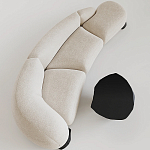 Диван Cannes трехместный с обивкой букле молочного цвета варинант исполнения - 1 | Loft Concept в Перми