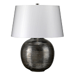 Настольная лампа с круглым фарфоровым основанием ручной работы с покрытием глазурью и белым абажуром из искусственного шелка Elstead Lighting варинант исполнения - 1 | Loft Concept в Перми