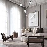 Подвесной светильник в форме дуги с белыми шарообразными плафонами Flos Wireline Lighting варинант исполнения - 4 | Loft Concept в Перми